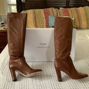 Tamara Mellon c Frame limited edition cognac knee high boots size 40